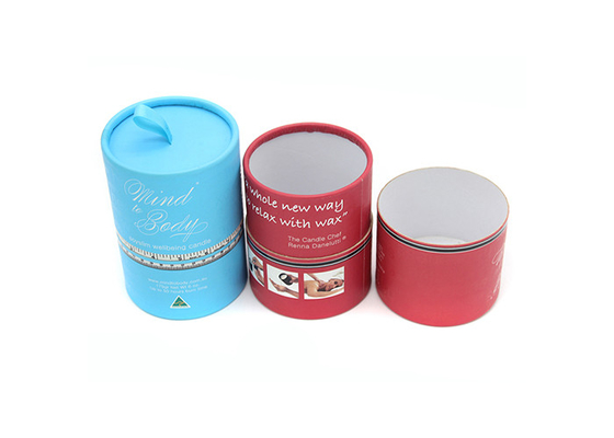 Beauty Packaging Candle Gift Box , Cylinder Candle Boxes With Silk