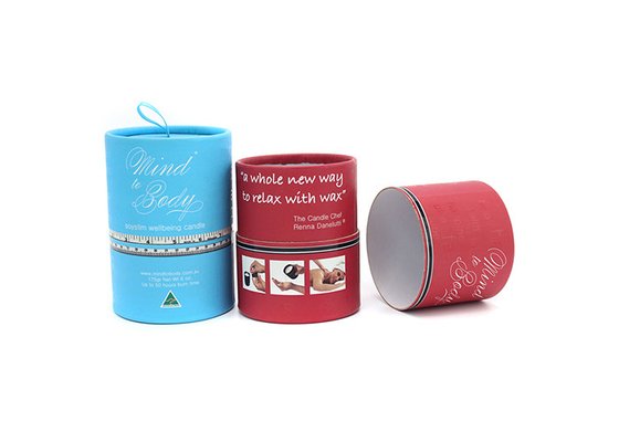 Beauty Packaging Candle Gift Box , Cylinder Candle Boxes With Silk
